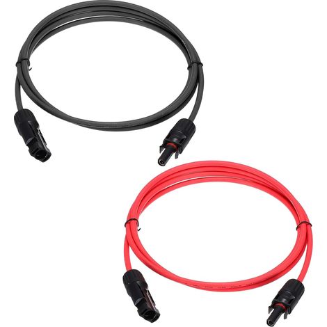 1 Paire De Cable D'Extension Pour Panneau Solaire, 14AWG 1000V Male A Femelle Cable D'Extension Solaire Etanche, Cable Pour Panneau Solaire, Panneaux Solaires, Noir (1/5)