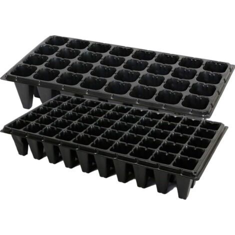 Ensemble de 5 plateaux de semis, plateau de semis de 50 alvéoles, pour la germination des graines et la propagation des semis, en plastique noir.