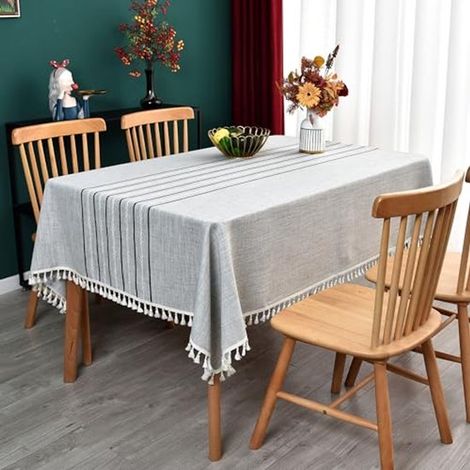 Tovaglia con frange per decorazione o eventi, grigia, 135 x 180 cm (1/5)