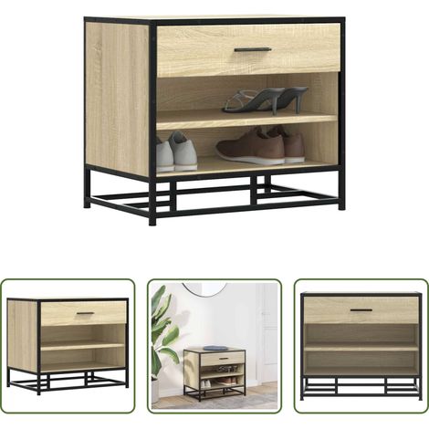 Holzschuhbank - Schuhbank Sonoma-Eiche 60x40x53,5 cm Holzwerkstoff und Metall (1/5)