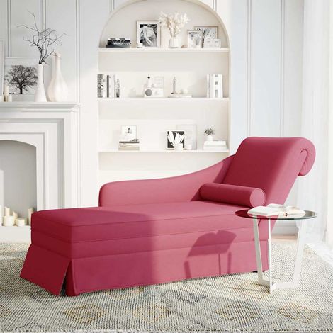 Fauteuil de Salon,Chaise,Fauteuil long avec traversin et accoudoir droit rouge bordeaux CFW582499 (1/5)