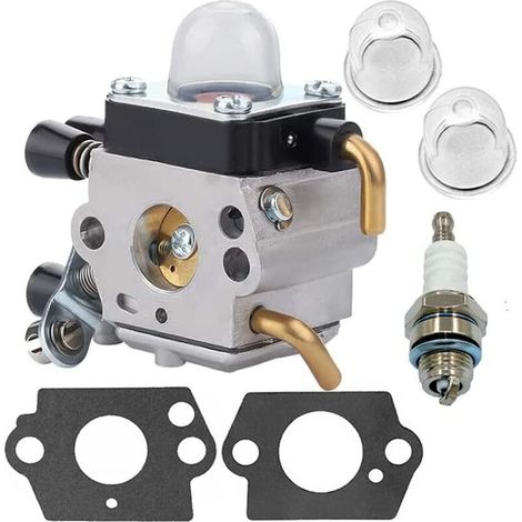 Vergaser für Stihl FS38 FS45 FS46 FS55 FS55r FS55rc FS74 FS75 FS80 FS85 KM55 HL45 KM55r, Rasenmähervergaser mit Dichtungen, Primer-Birnen und Zündkerze