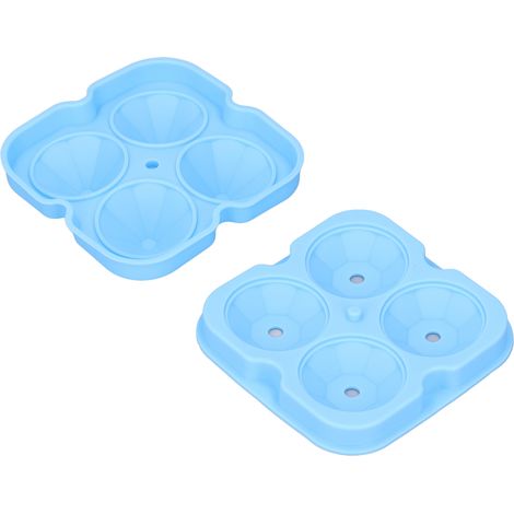 Eisformen aus wiederverwendbarem, flexiblem Silikon, temperaturbeständig von -40 °C bis 215 °C, antihaftbeschichtet, 4 Eiswürfelformen mit abnehmbarem Deckel für Whisky-Cocktails, blau (1/5)