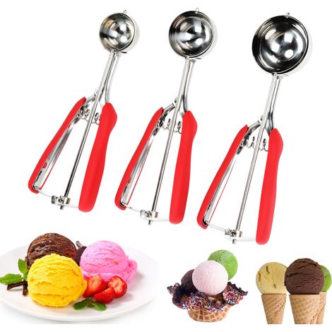 SWANEW Cucchiaio gelato cucchiaio gelato acciaio inox 3 gelato melone cucchiaio gelato con grilletto diverso. 6 cm. 5 cm. 4 cm (1/5)