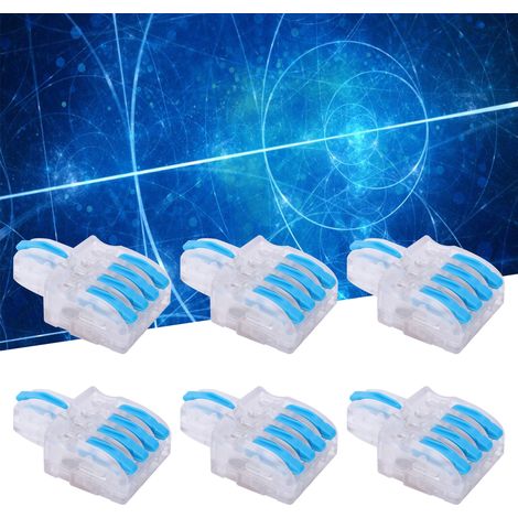 20 blocs de jonction rapide transparents de type T, connecteur répartiteur à bouton-poussoir, connecteur parallèle, une entrée et quatre sorties, bleu transparent SPL-F14. (1/5)