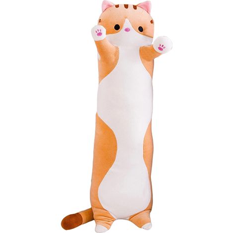 Coussin décoratif long en peluche en forme de chat mignon de dessin animé (1/5)