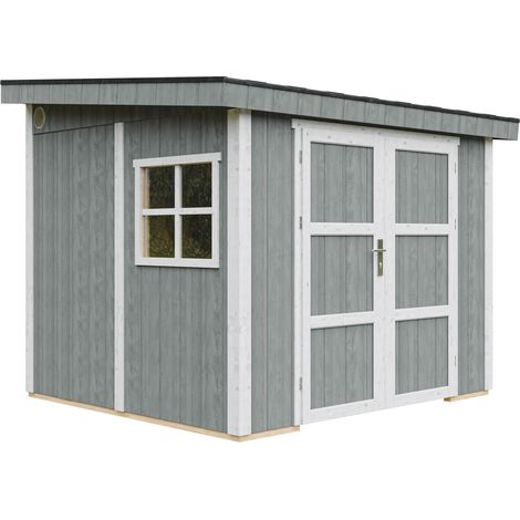 Casetta da giardino di qualità premium 5,9 m² - H231x248x294 cm - Costruzione in pannelli LP Smartside - Senza pavimento e parete laterale - Timbela M938B-CAVERN STEEL (1/5)