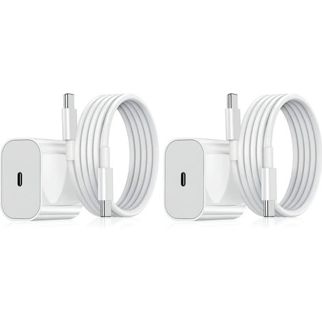 Lot de 2 - Chargeur pour iPhone - Chargeur rapide - Adaptateur + Câble 20 200 [NX] (1/3)