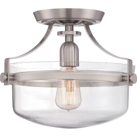 Elstead Penn Station - 1 Light Semi Flush Deckenleuchte Nickel gebürstet, E27 (1/5)