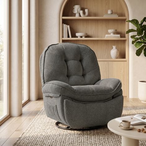Fauteuil TV inclinable avec fonction inclinable, fauteuil lounge pivotant avec fonction bascule, pour salon, chambre (1/5)