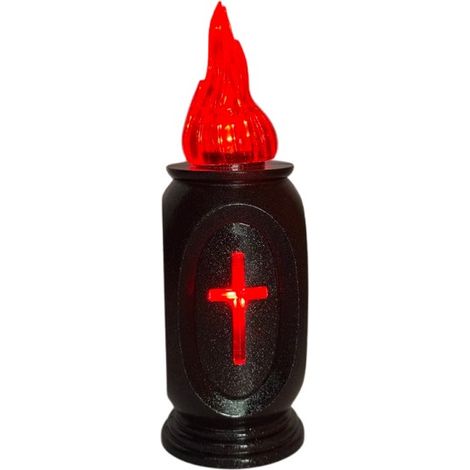 Inserto LED vaso luminoso Con croce/Con batterie/ granito+ROSSO /5-24 (1/5)