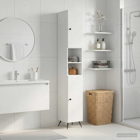 vidaXL Armario de Baño con Estante Abierto BREDA Blanco (1/5)