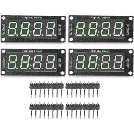TM1637 4-stellige 7-Segment-Digitalröhren-LED-Anzeigemodul, Grün, 0,56 Zoll, 4 Stück MRA041A für DIY-Uhren (1/5)