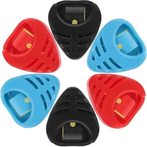 Boîte de rangement pour médiators de guitare en plastique (lot de 6), en forme de goutte, avec clip et support pour médiators standard.-M (1/4)