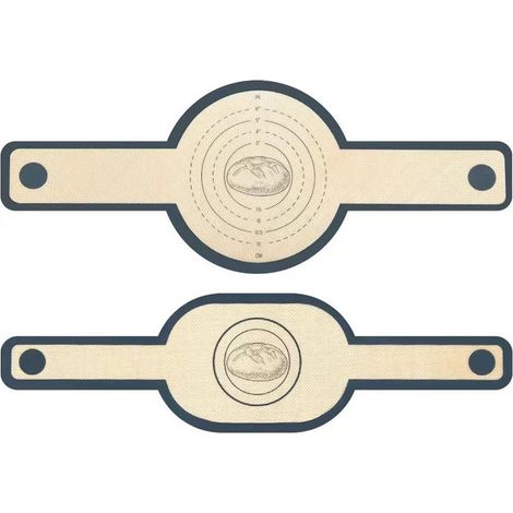 Lot de 2 tapis de cuisson en silicone - Avec longues poignées - Pour pain et pizza (rond et ovale) (1/5)