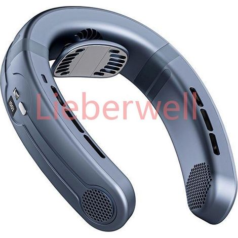 Ventilateur de cou 4 000 mAh, silencieux, rechargeable, sans pales, avec support de cou réglable et respirant, noir (1/5)
