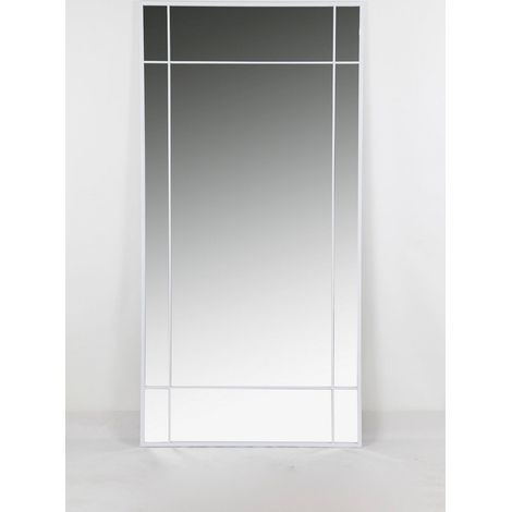 Miroir mural blanc élégant en verre et fer - Blanc éclatant