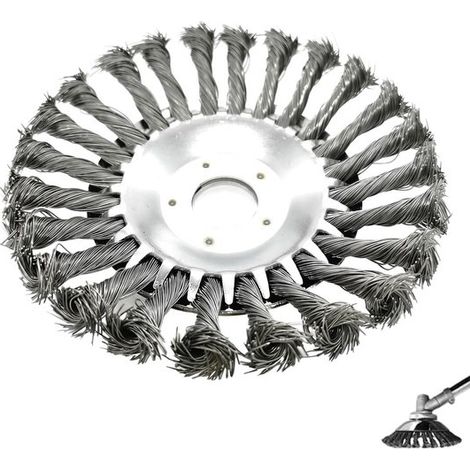 Brosse métallique de 15 cm pour coupe-bordures, brosse robuste pour tête de coupe, brosse désherbeuse professionnelle pour coupe-bordures sans fil, accessoire pour éliminer les mauvaises herbes dans l (1/2)