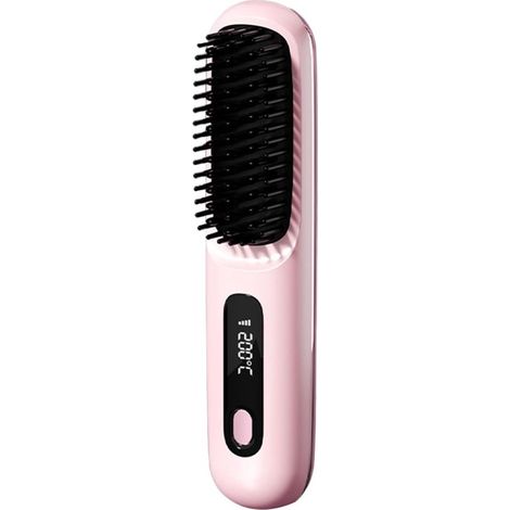 Brosse chauffante pour cheveux - Volume Styler - Usage domestique - Commande tactile sans fil - 20 x 5 x 22 cm Rose (1/5)