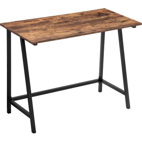 Escritorio de ordenador mesa de estudio de estilo industrial estación de trabajo fácil montaje estable ahorro de espacio 100 cm marrón rústico negro 120000337 (1/2)