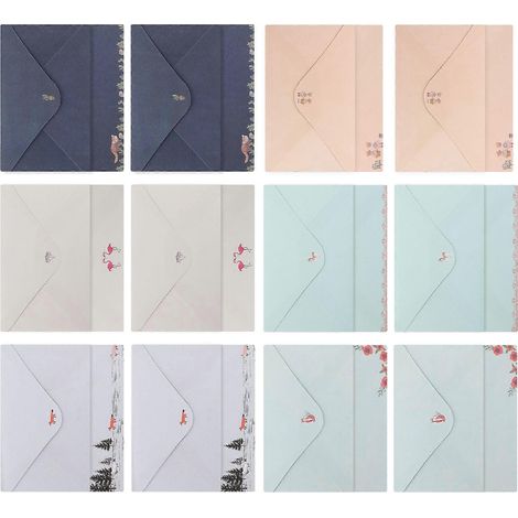 Ensemble de 54 feuilles de papier à lettres A5 et d'enveloppes.