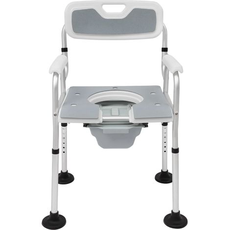 Toilettenstuhl für Senioren, Duschstuhl, mit Arm- und Rückenlehne, höhenverstellbar, Belastbarkeit 150 kg, Grau