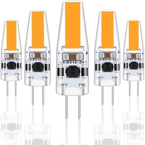 G4 LED 3W 12V AC/DC Ampoules, G4 3W LED Équivalent 30W Ampoule Halogène, 300LM, Blanc Chaud 2700K, Non Dimmable, Lot de 5 (1/5)