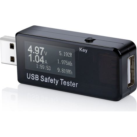 Testeur numérique USB, moniteur CC, ampèremètre, testeur de vitesse de chargeurs, câbles, capacité des batteries externes, 5,1 A 30 V, noir (1/5)