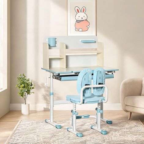 Ensemble table et chaises enfant réglable de 88 à 109 cm bleu (1/5)