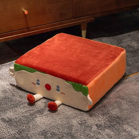 Coussin de sol moelleux en forme de losange, rouge vin, antidérapant, amovible avec fermeture éclair, motif cartoon, rembourrage épais (1/5)