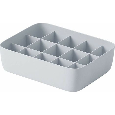 Ahlsen Organizador de 15 compartimentos, cajón, armario, calcetines, ropa interior, contenedor, caja de almacenamiento de escritorio (gris) (1/2)