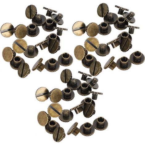 30 Rivets en Laiton pour Reliure de Cuir, Boutons à Clouer 9.5x4mm avec Vis 4mm (Bronze)