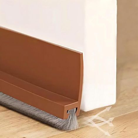 Joint de porte avec brosse pour protection contre le bruit, le froid, l'humidité et les insectes, marron, longueur 1 m (1/4)