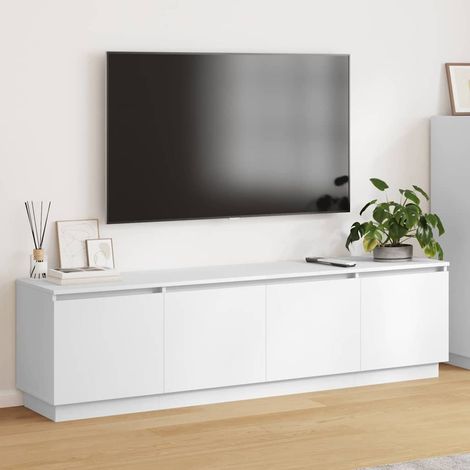 Meuble TV  Banc TV  Armoire TV avec LED Blanc 180 x 38 x 49 cm Bois d'ingénierie
