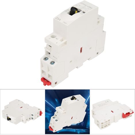 Contactor 2P 25A 220V AC avec interrupteur manuel, 2 contacts NO pour rail DIN (1/5)