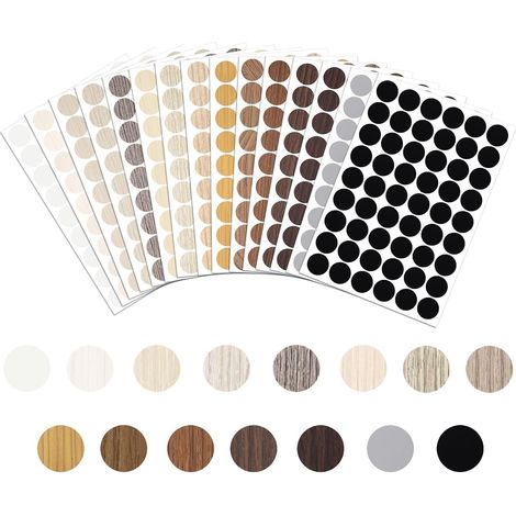 Capuchons Autocollants, 15 feuilles 810 Pièces Cache Trou PVC, Ø 21mm (1/5)