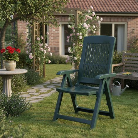 Dmora Fauteuil de jardin, pliable multi-positions, Made in Italy, 60 x 61 x 109 cm, couleur verte