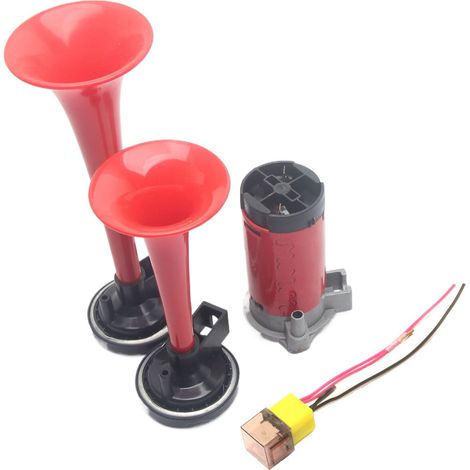 Kit de relais rouge 12V pour klaxon pneumatique moto – Pompe à air électrique, compresseur haute puissance, klaxon universel pour voiture, camion, poids lourd