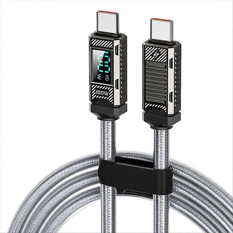 USB-C-zu-USB-C-Kabel für iPhone 16 und 15 Pro Max mit LED und PD100W-Ladegerät (schwarz) (1/5)