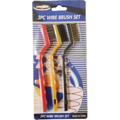 Ensemble de Brosses Métalliques à Manche Courbé pour Maçonnerie - Nettoyage de Scories de Soudure, Rouille et Poussière - 7 Pouces, 3 Pièces Colorées (1/5)