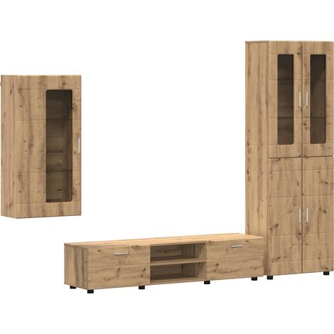 Ensemble meuble TV FLORIN Chêne artisanal Bois d'ingénierie