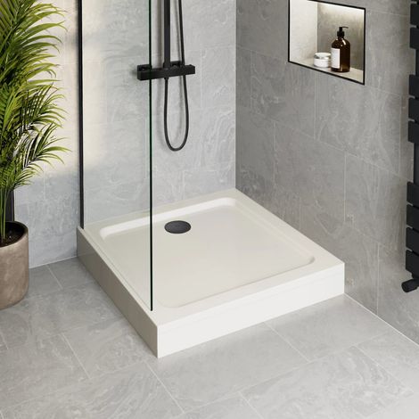 800 x 800mm Easy Plumb Non Slip Square Shower Tray for Enclosure with Black Waste (1/3)