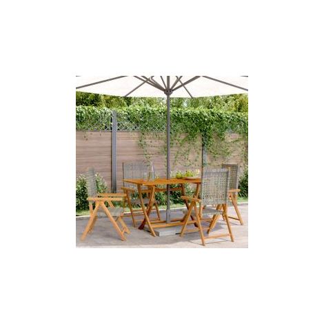 Chaises inclinables de jardin lot de 4 gris rotin bois massif (1/5)