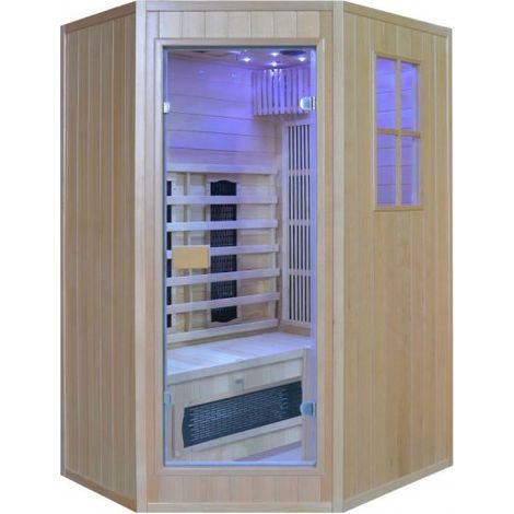 Sauna infrarossi combinata angolare, 2 posti full optional 125x110x190cm Relpunt Overest