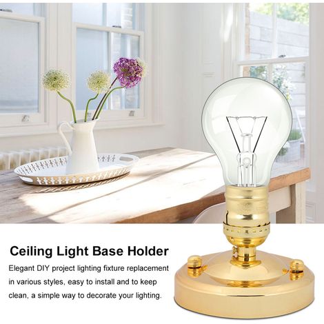 E26/E27 Vintage industriel plafond/applique murale support de Base suspension ampoule lampe vis douille or (1/5)