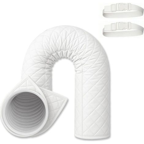 Housse d'isolation portable pour tuyau de climatiseur - 150 cm - Manchon Oxford blanc pour réduction de la chaleur et efficacité énergétique - Facile à installer (1/5)