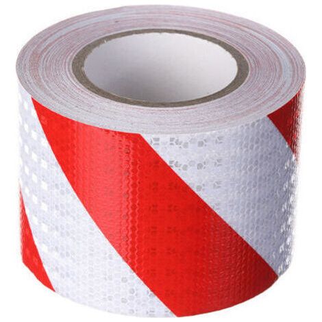 Bande de signalisation réfléchissante en sergé rouge et blanc de 10 cm de large et 25 m de long (1/4)