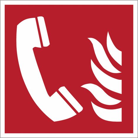 Pannello adesivo antincendio ISO 7010 "Telefono da usare in caso di incendio" - F006