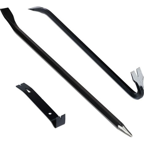 Lot de 3 outils de démontage polyvalents acier 30 x 10 x 5 cm pour rénovation et démolition finition noire (1/2)