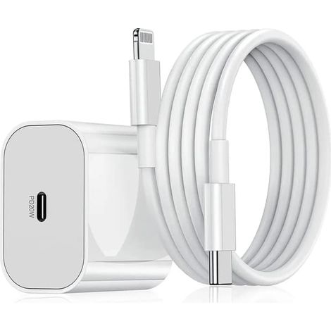 Adaptateur secteur 30 W avec 2 câbles (USB-C vers Lightning + USB-C vers USB-C) blanc